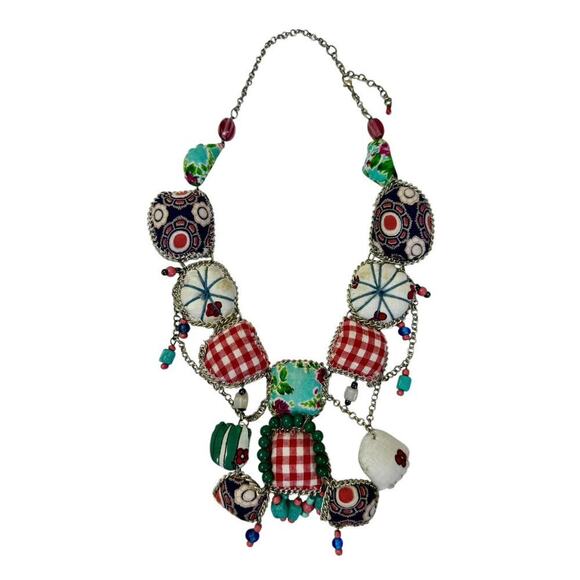 Unbranded Jewelry - VINTAGE Handmade Italian Beaded Cloth Pillow Embellished Necklace STUNNING